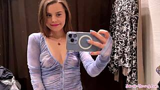 Sensual cross dressing haul with a see through dress