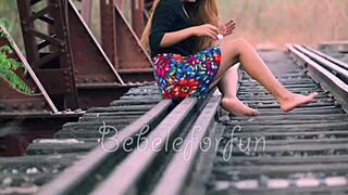 hot girl with big tits walks ready for fucking