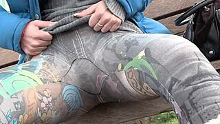 Hey, why's this beautiful slut pissing and teasing in public London?