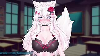 i'm vtuber kanakovt wearing vibrator in public as catgirl squirting with monster cock in bdsm hentai