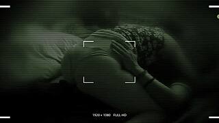 Night vision reveals my girlfriend sneaking around with my friend.