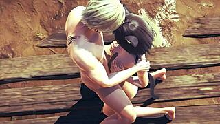 Kitty character in uncensored 3D hentai gets boobjob and creampie fuck in Japanese anime manga game porn.