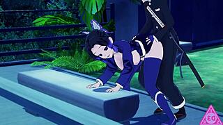 shinobu from kimetsu no yaiba getting doggystyle with big cock in hentai