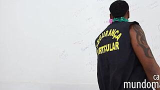 Watch three black guys in bathroom orgy