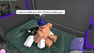 furry pet in playful riding session