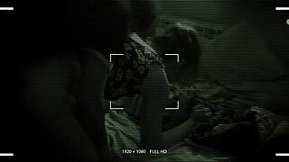 Night vision reveals my girlfriend sneaking around with my friend.