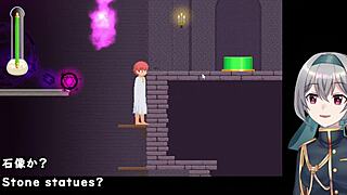 anna attends a job interview in lingerie and miniskirt, showcasing her big tits in this cartoon game casting session.