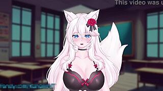 i'm vtuber kanakovt wearing vibrator in public as catgirl squirting with monster cock in bdsm hentai