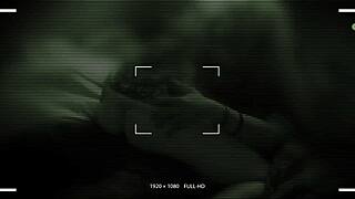 Night vision reveals my girlfriend sneaking around with my friend.