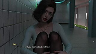 On a horny train ride, she gets a blowjob and cumshot on her shaved pussy.