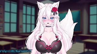 i'm vtuber kanakovt wearing vibrator in public as catgirl squirting with monster cock in bdsm hentai