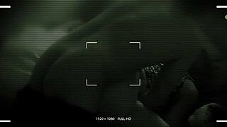 Night vision reveals my girlfriend sneaking around with my friend.