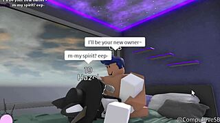 furry pet in playful riding session