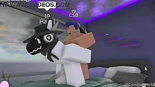 furry pet in playful riding session