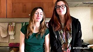 Cute Ukrainian Couple Felicia & Lina Grind Perfectly in Bedroom Scene