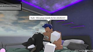 furry pet in playful riding session