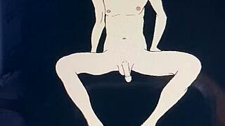 in this cartoon, the babe looks at his big penis