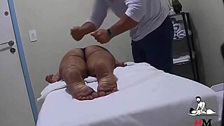 Bold nymph cums during massage, then fiercely fucks the masseur, all caught on hidden camera.