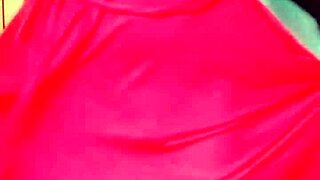 I dressed as a sissy crossdresser in pink shirt and black mini skirt.