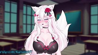 i'm vtuber kanakovt wearing vibrator in public as catgirl squirting with monster cock in bdsm hentai
