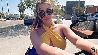 Tru Kait enjoys a ride in the Lamborghini with her big booty