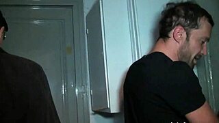 French blonde squirts during hardcore anal double penetration in gangbang.