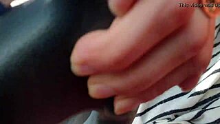 Skinny Brunette Outside Car Pussy Masturbation