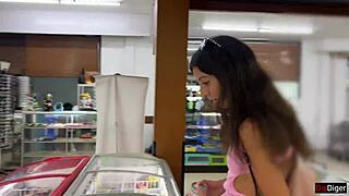 buying stuff for cumwalk girl at supermarket!