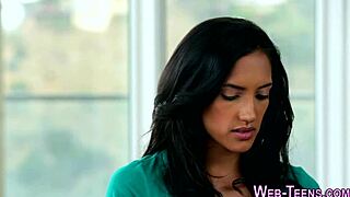 Latina teen tastes lesbian petite babe with toys