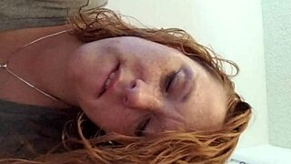 wife's big tits in bathroom quickie