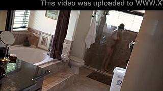 My french stepmom wants to be friends, shes teasing me in the shower