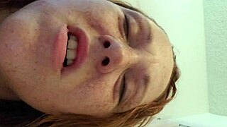 wife's big tits in bathroom quickie