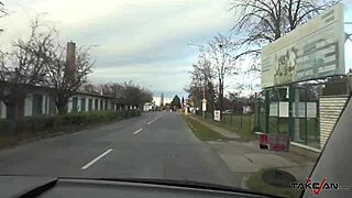 Homeless Teen Fucked Raw in Crazy Driving Taxi Adventure