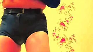 Pink Shirt Sissy Shemale Shows Big Butt in Skirt