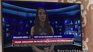 Stunning blonde babe bangs big cock in shaved pussy