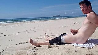 Beach Jerk Off Session Goes Wild in Public