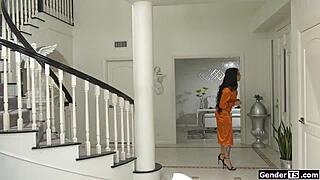 Tgirls Eva Maxim and Angelina Please go hard with bareback anal.