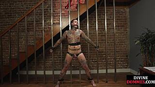 Strict blonde milf whips sub after strapon humiliation session