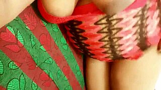 Asian horny aunty flashing her big tits!