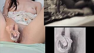 Petite Teen Masturbates Watching Lesbian Sex