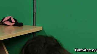 Nasty honey gulps jizz in extreme blowbang