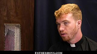 Skinny twink Ryland Kingsley gets fucked bareback by redhead priest Dacotah Red in confession