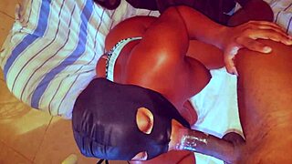 Submissive ebony milf step sister sucks cock until orgasm in mouth