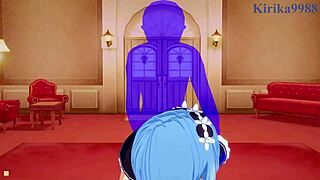 Oh wow, Emilia and Rem fuck Subaru intensely in this Re:Zero hentai!