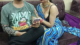 Desi Sara Bhabhi, that desi indian beauty, sali spots jija alone at home in hindi audio. She deepthroats and doggystyles with roleplay on bed! 😏