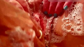 Hey, wanna see this 50-plus wife washing her natural tit hangers and pussy? Can you handle this mature homemade vid?