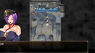 karryn gets rough threesome in prison with slime monster and thug, big tits bouncing wildly