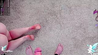 Teen gives blowjob and swallows cum in homemade video with big tits