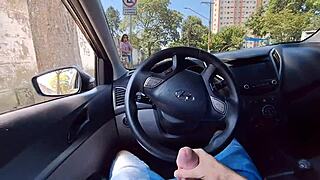 This risky outdoor masturbation for the hot girl watching from the bus stop 😏