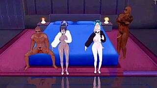 asuna and karin have a casual encounter in this anime hentai story